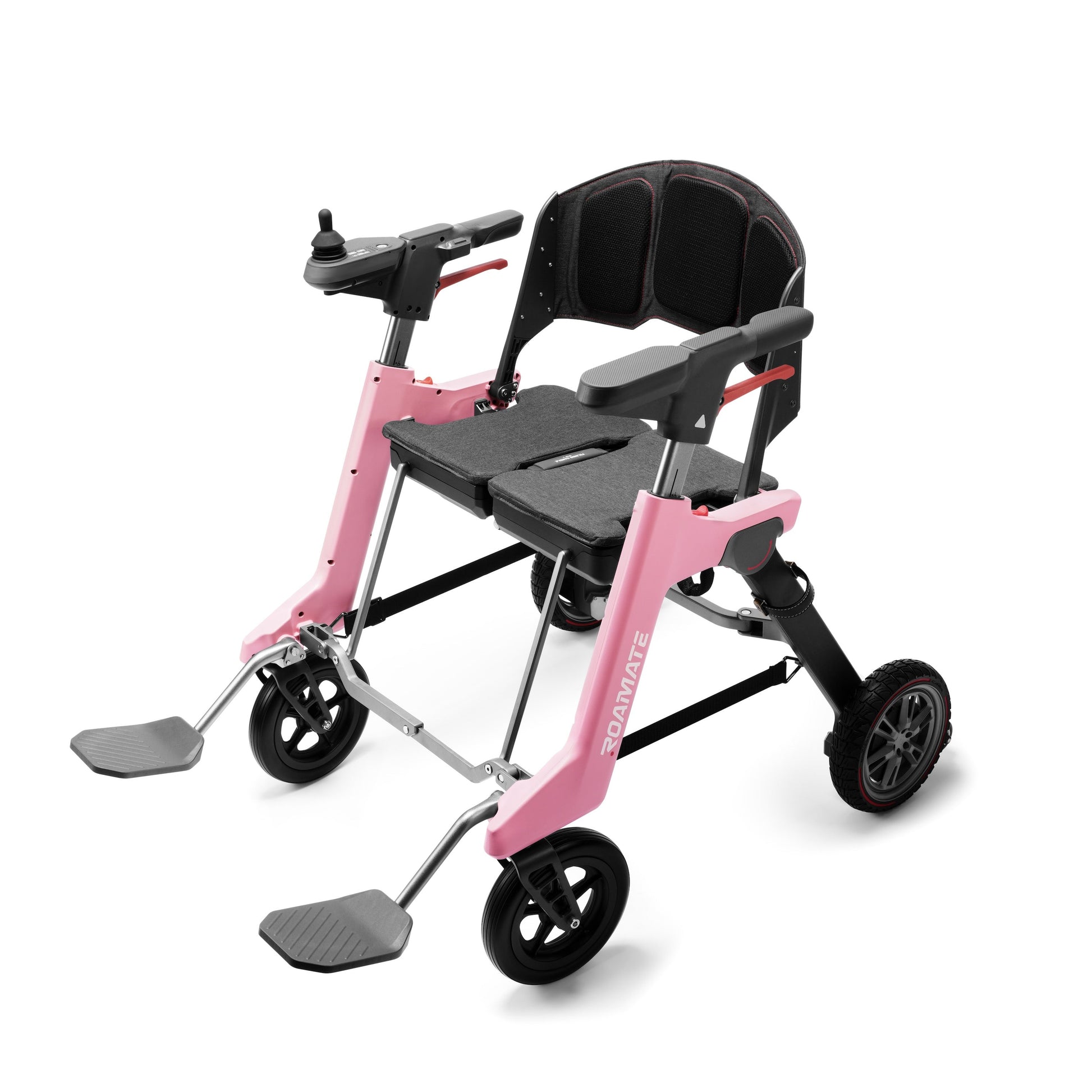 Pink lightweight electric wheelchair side unfolding mode