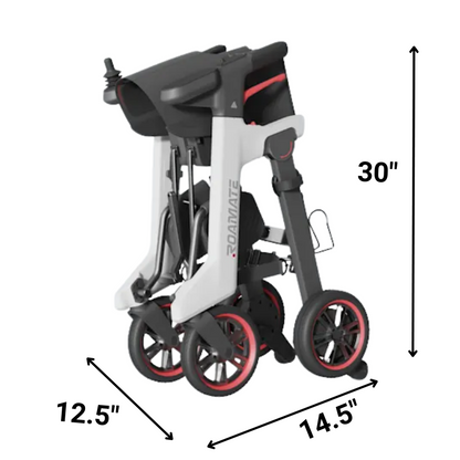 Roamate RMM-01 folding electric wheelchair folded dimensions for easy travel and storage